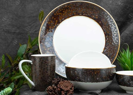 SGS Restaurant 16pcs Copper Color Dinnerware Set For 4