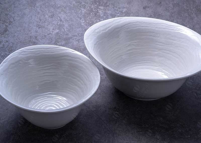 Porcelain Irregular Starter Deep White Soup Bowls 10'' 12''