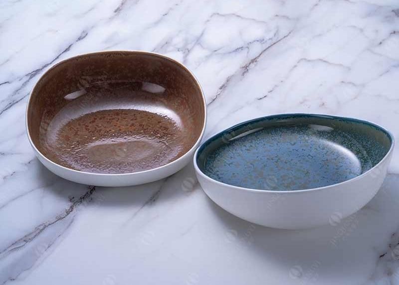 High temperature Irregular Deep Reactive Glaze Dinner Plates