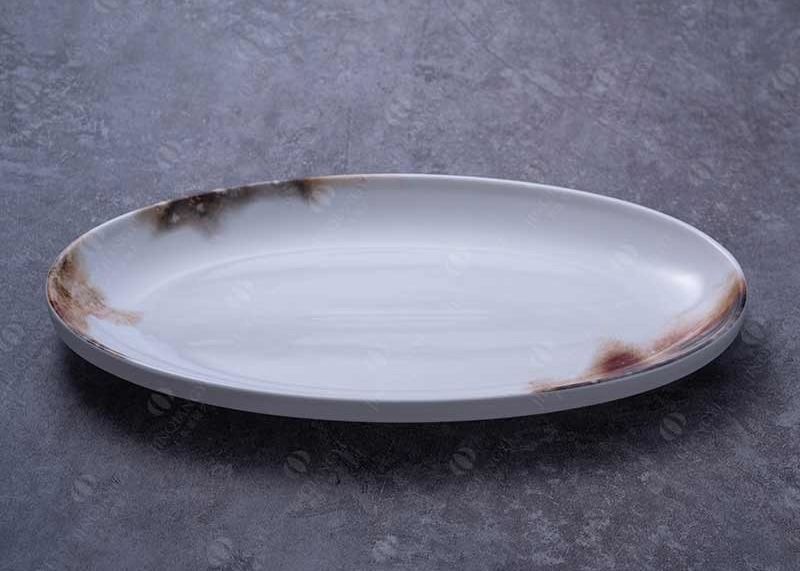 Odorless Ceramic Dinner Plate Oval Fish Serving Plate